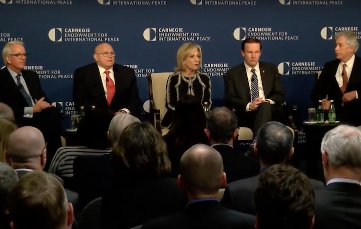 Left to right: Ivo Daalder, Richard Armitage, Andrea Mitchell, Chris Murphy, William Burnes. Photo: Youtube